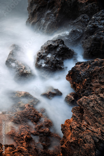 Fototapeta Naklejka Na Ścianę i Meble -  sea waves crashing against the rocks	