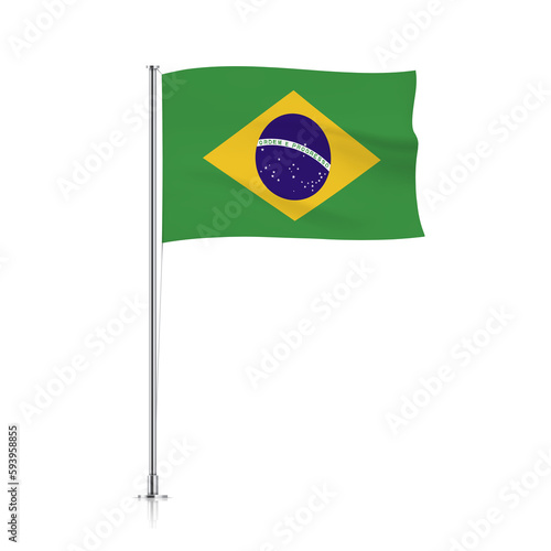 BRAZIL flag  waving flag of BRAZIL on pole 