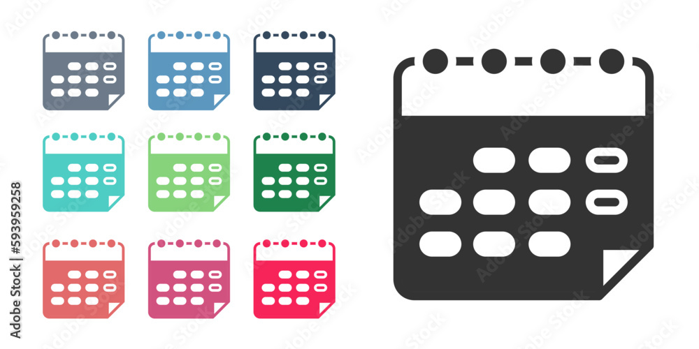 Black School timetable icon isolated on white background. Set icons colorful. Vector Black School timetable icon isolated on white background. Set icons colorful. Vector