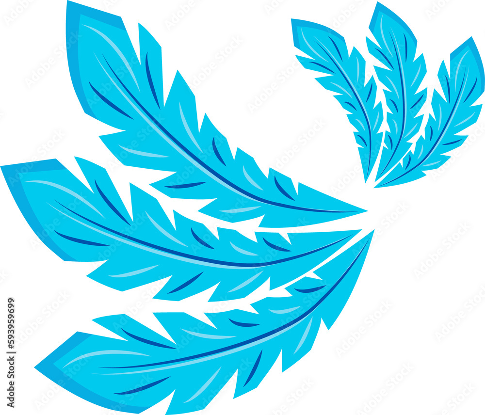 Obraz premium Blue feathers semi flat color raster object. Full sized item on white. Festival costume. Part of brazilian samba costume simple cartoon style illustration for web graphic design and animation