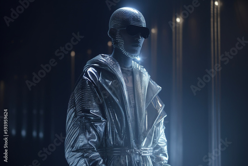 Stylish man, futuristic fashion. AI