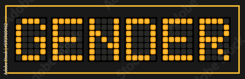 Orange color led banner in word gender on black background