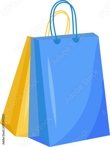 Shopping bags semi flat color raster object. Full sized item on white. Sale and discount. Buying goods. Symbol of consumerism simple cartoon style illustration for web graphic design and animation