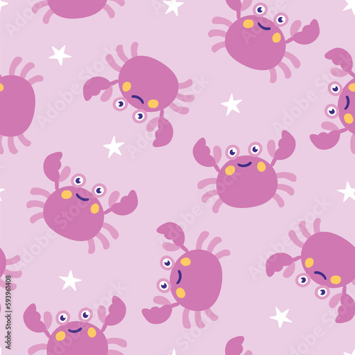 Summer seamless pattern Crab seamless pattern Summer background © Kenya