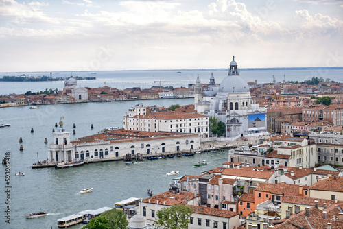 Venice panorama West from the high of Campanile San Marco tower, Venice, Italy