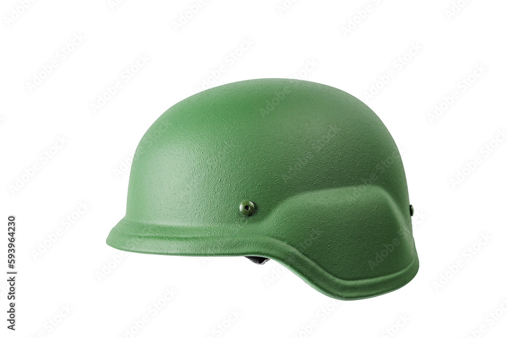Fototapeta premium Army khaki hard hat on white black background