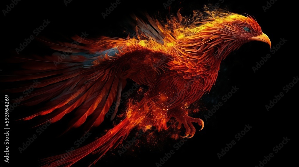 Fototapeta premium Phoenix fire bird. Generative AI