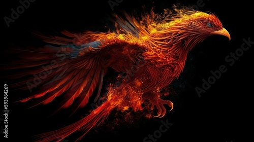 Phoenix fire bird. Generative AI