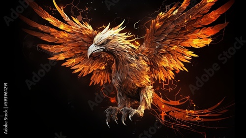 Phoenix fire bird. Generative AI © Diatomic