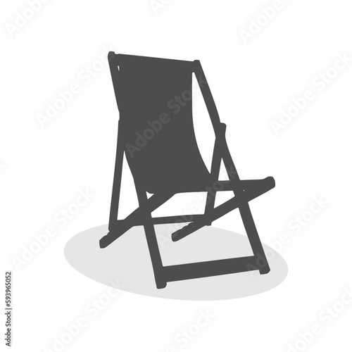 Beach chaise longue for summer rest. Wooden deck chair. Vacation accessory. Summertime relax. Relaxation equipment. Isolated on white background.