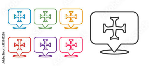 Set line Crusade icon isolated on white background. Set icons colorful. Vector