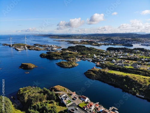 Haugesund coast landscape drone view