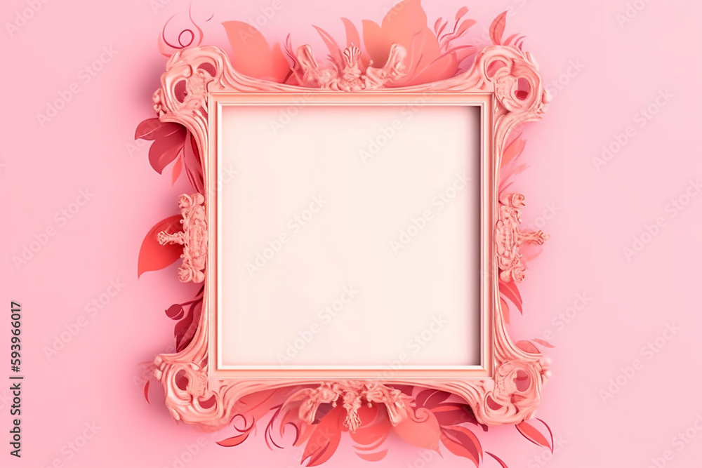Pale pink decorative frames, frames, photos, paintings, etc., ideal for use with messages, and features a cute decoration with a flower pattern on the rim. Generative AI Pale pink decorative frames, frames, photos, paintings, etc., ideal for use with messages, and features a cute decoration with a flower pattern on the rim. Generative AI