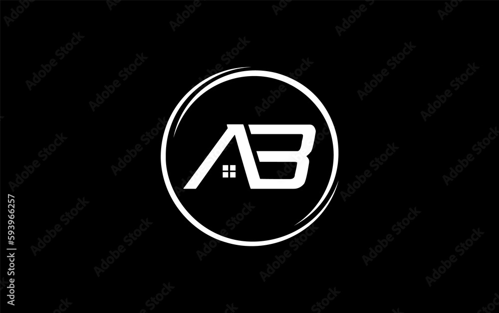 Real estate logo design circle icon and real estate symbol and flat house window circle monogram Real estate logo design circle icon and real estate symbol and flat house window circle monogram