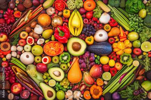 A creative composition of colorful vegetable produce