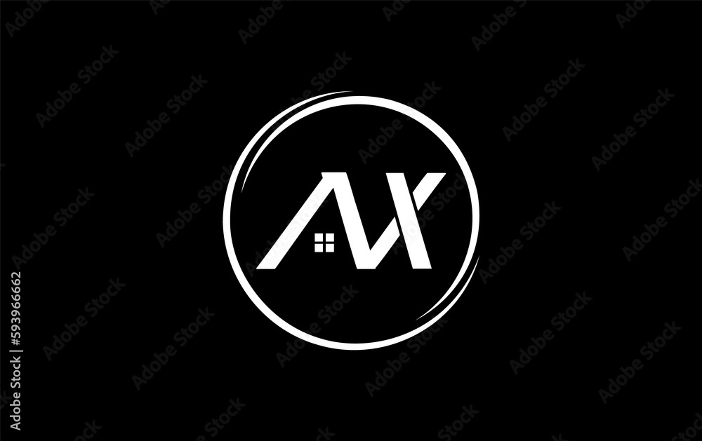 Real estate logo design circle icon and real estate symbol and flat house window circle monogram Real estate logo design circle icon and real estate symbol and flat house window circle monogram