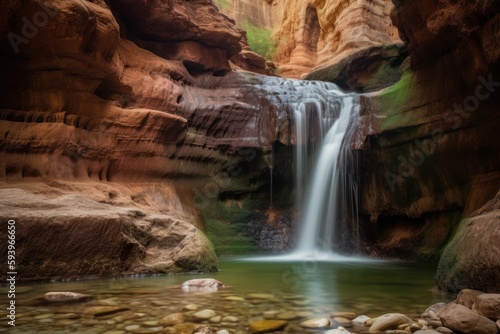 A breathtaking long-exposure waterfall in a stunning canyon - Generative AI © Raphael Monteiro
