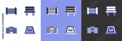 Set Swing for kids, Education logic game, Swedish wall and Bench icon. Vector