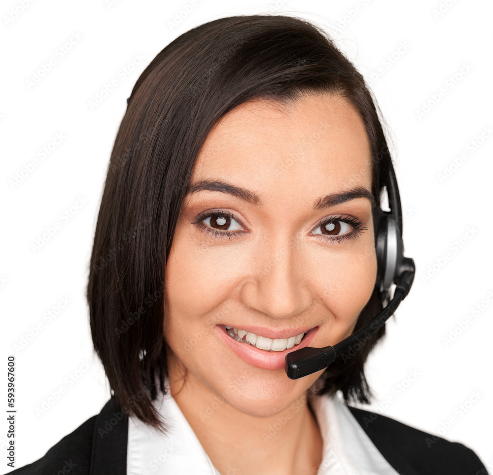 Woman Call Center operator isolated on white Woman Call Center operator isolated on white