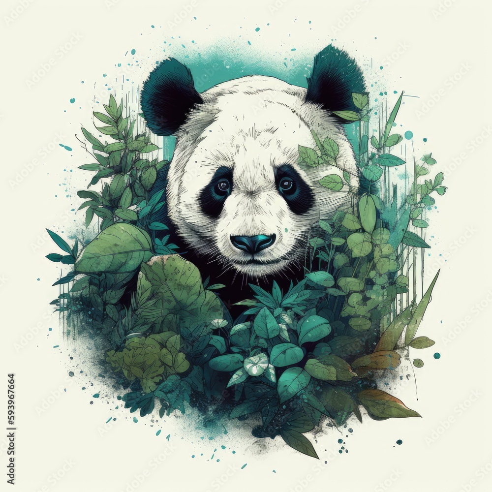 Wildlife Illustration of a Panda in a Jungle - Nature-Themed Invitation ...