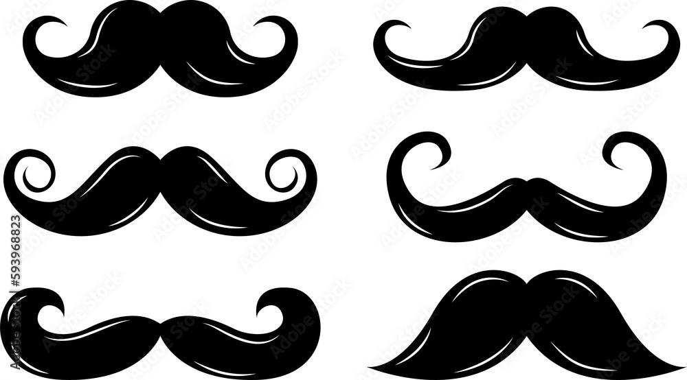 Set of hipster mustache icon on transparent background. Different mustache collection. PNG image Set of hipster mustache icon on transparent background. Different mustache collection. PNG image