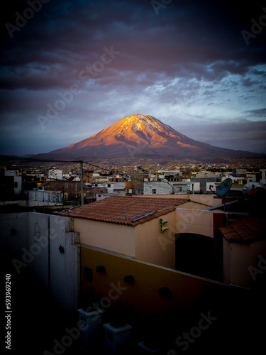 Sunset at Misti Volcano  Arequipa  Peru  artsy