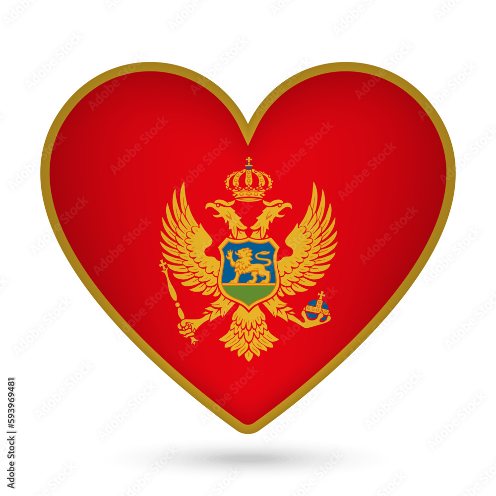 Montenegro flag in heart shape. Vector illustration. Montenegro flag in heart shape. Vector illustration.