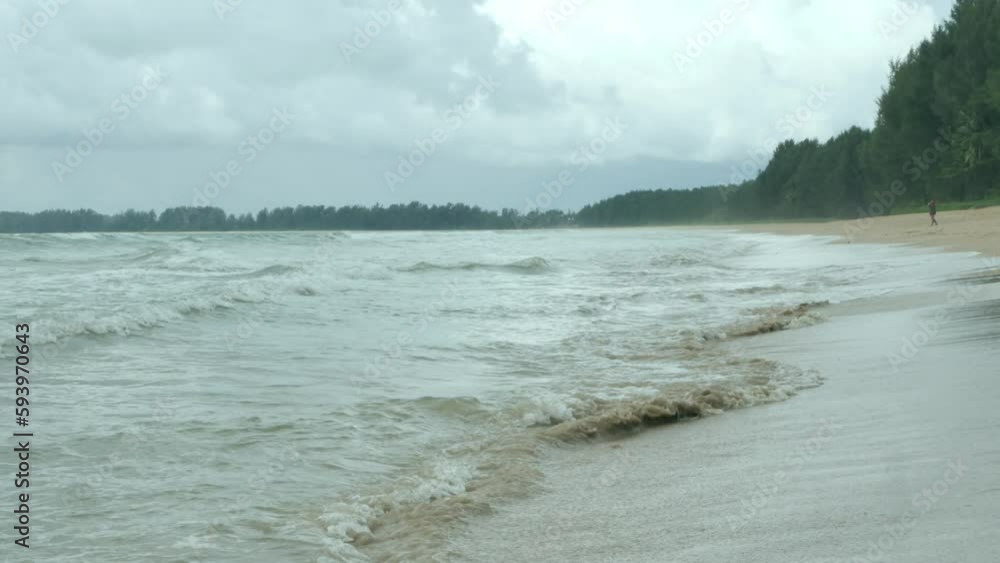 Beach sea sand and sky. Landscape view of beach sea in summer day. Beach space area with peaceful sea in sunshine daytime Beach sea sand and sky. Landscape view of beach sea in summer day. Beach space area with peaceful sea in sunshine daytime