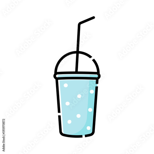 cold drink plastic cup icon, drink symbol illustration.