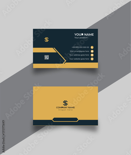 Black and yellow modern business card,Business crad template,Creative business card.
