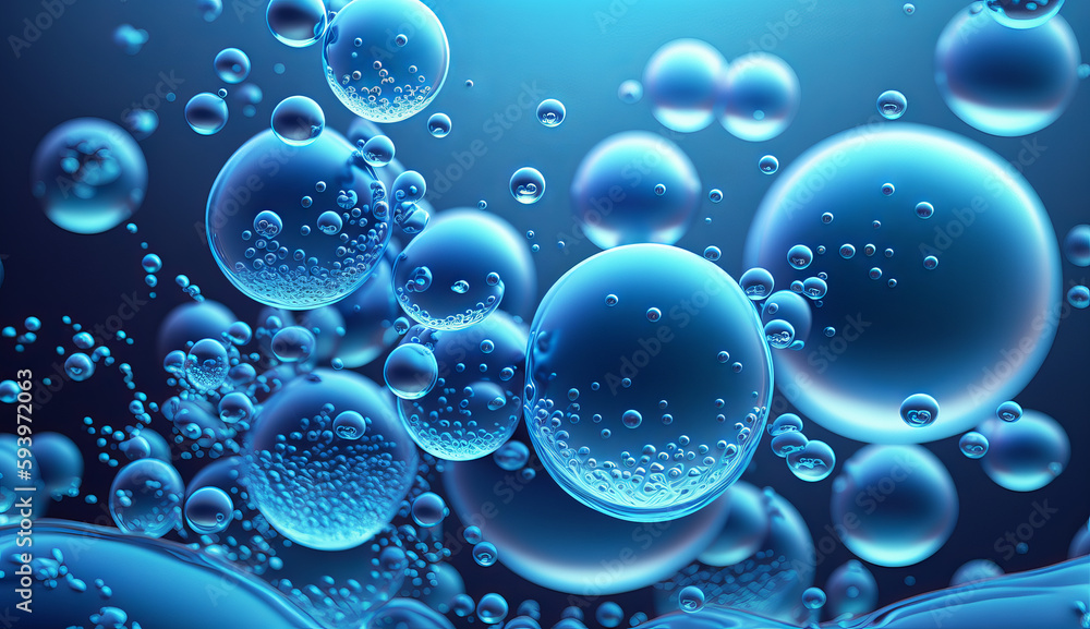 Illustration of transparent cosmetic blue gas bubbles underwater. Illustration of transparent cosmetic blue gas bubbles underwater.