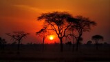 sunset in serengeti national park generative ai