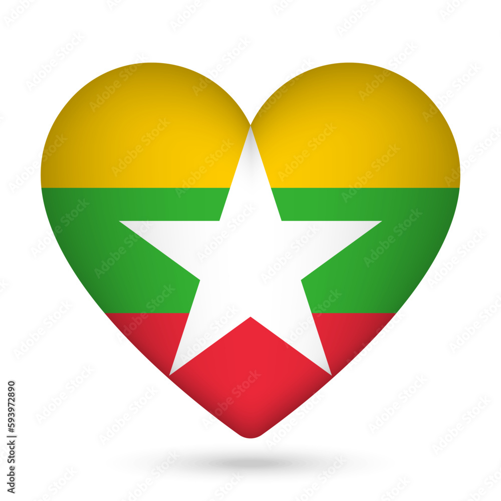 Myanmar flag in heart shape. Vector illustration. Myanmar flag in heart shape. Vector illustration.
