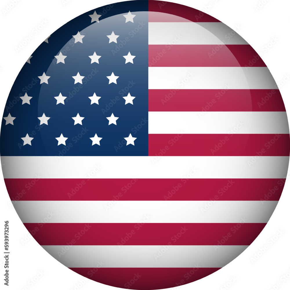 Usa Flag Button. Emblem Of Usa. Vector Flag, Symbol. Colors And 