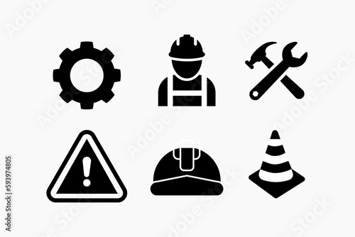 Construction Icons Set on White Background. Vector illustration