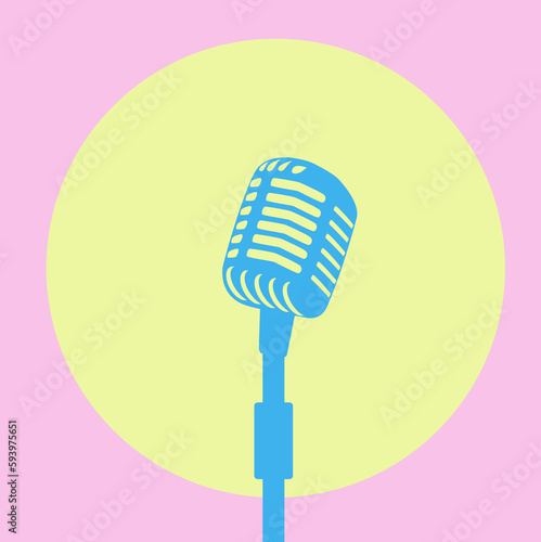 Retro microphon blue,pink,yellow