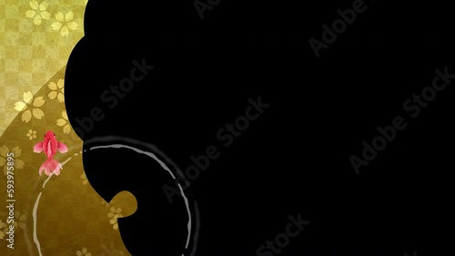 金魚と和柄　背景素材