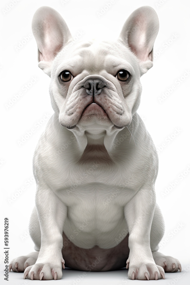 white French Bulldog isolated on white background, Generative AI white French Bulldog isolated on white background, Generative AI