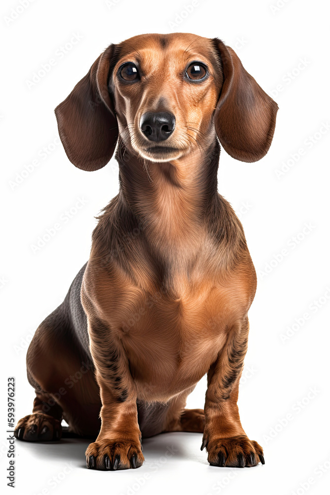 Dachshund Dog isolated on white background, Generative AI