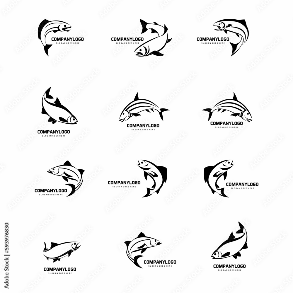 set of fish logo vector icon set of fish logo vector icon