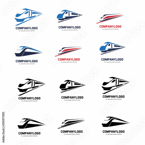 set of fast train logo vector