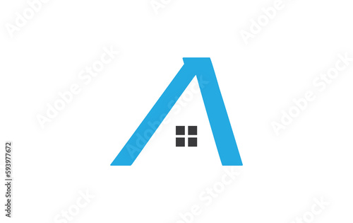 Real estate logo design circle icon and real estate symbol and flat house window circle monogram