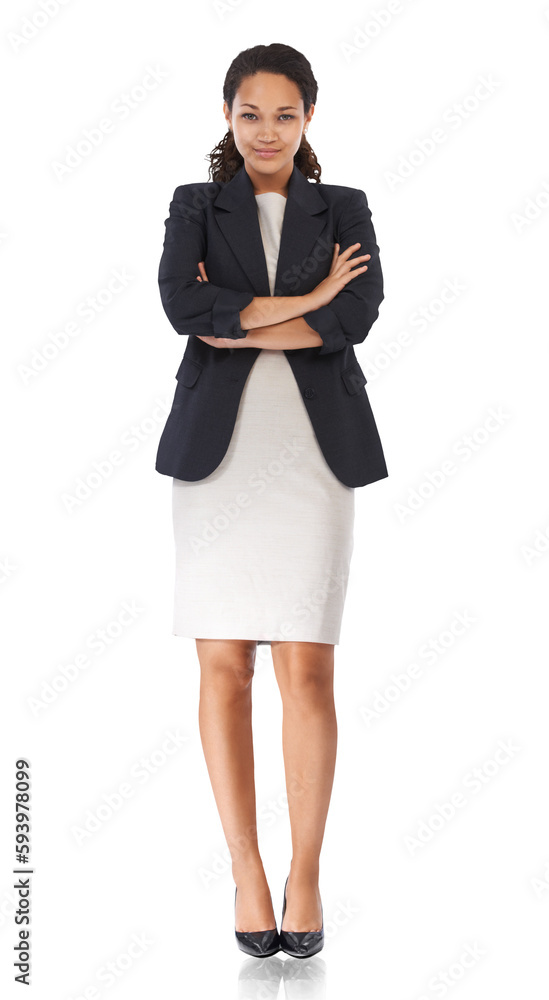 Business woman, portrait and arms crossed with a smile for vision, success and career. Professional female, executive leader and focus for motivation and goal isolated on transparent, png background Business woman, portrait and arms crossed with a smile for vision, success and career. Professional female, executive leader and focus for motivation and goal isolated on transparent, png background