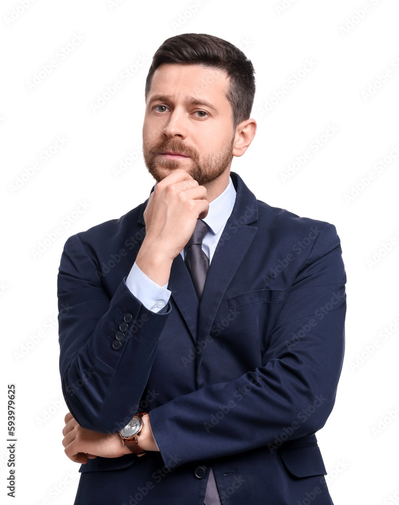 Handsome bearded businessman in suit on white background Handsome bearded businessman in suit on white background