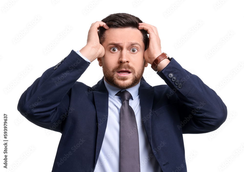 Handsome bearded businessman in suit on white background Handsome bearded businessman in suit on white background