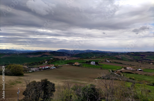 Vista dalle mura di Orciano nelle Marche #593979629