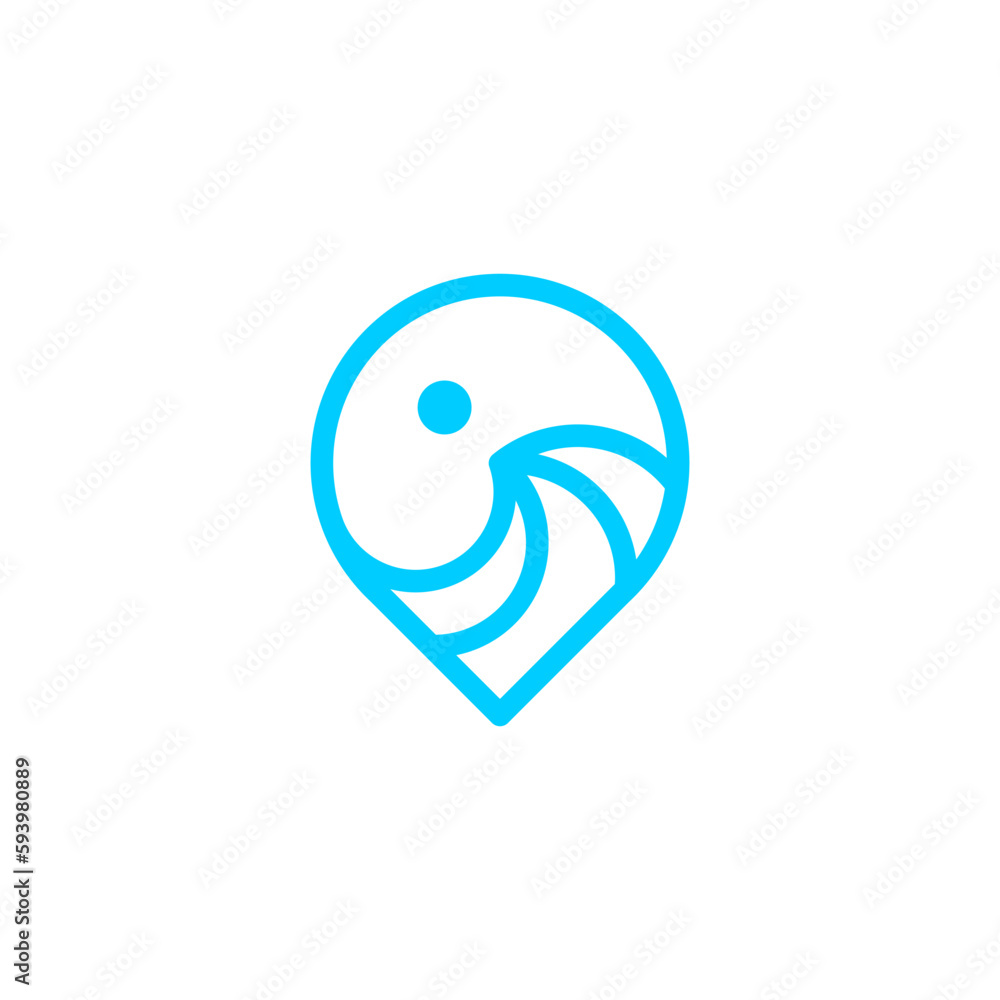 sea wave logo with location sign, wave location logo icon
sea wave logo with location sign, wave location logo icon