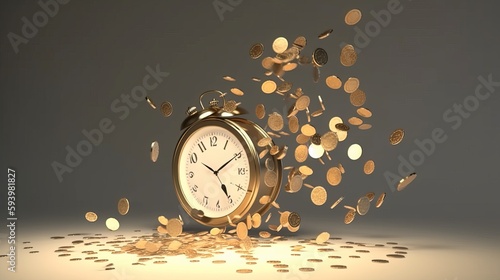Time is Money - Clock with Coins Concept