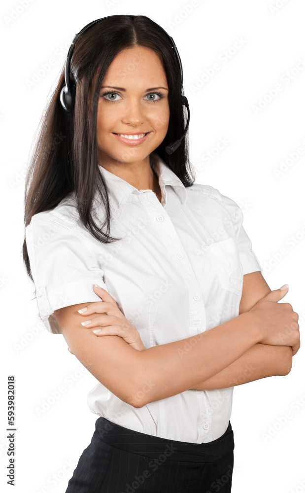 Beautiful young brunette customer service rep Beautiful young brunette customer service rep