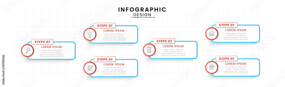 Infographic template for business. Timeline concept with 6 steps. Infographic template for business. Timeline concept with 6 steps.